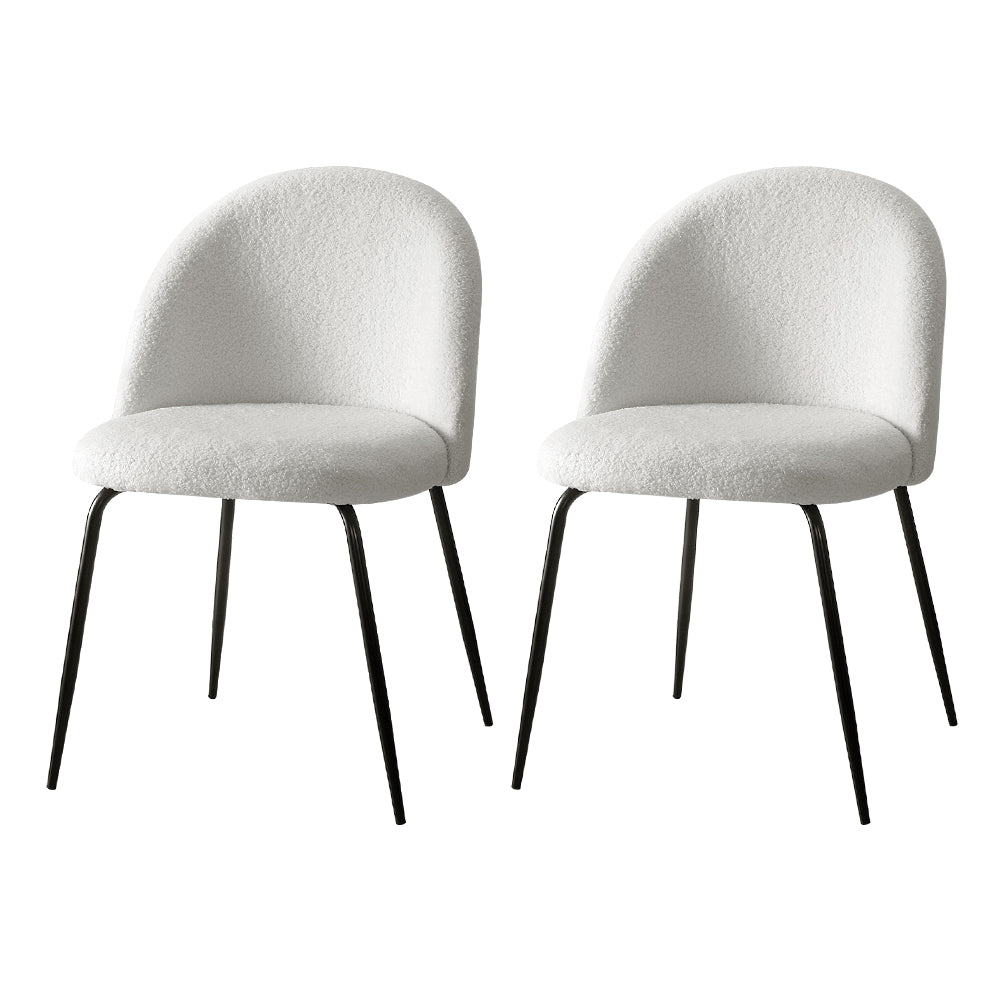 Tofa Dining Chairs Set of 2 Sherpa Boucle White