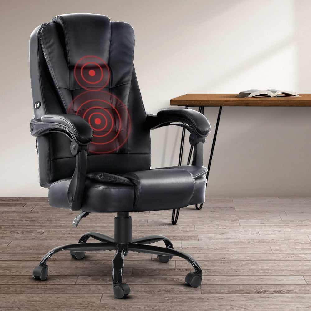 Artiss Executive Massage Office Chair Black PU Leather