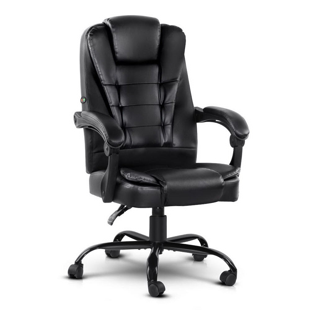 Artiss Executive Massage Office Chair Black PU Leather