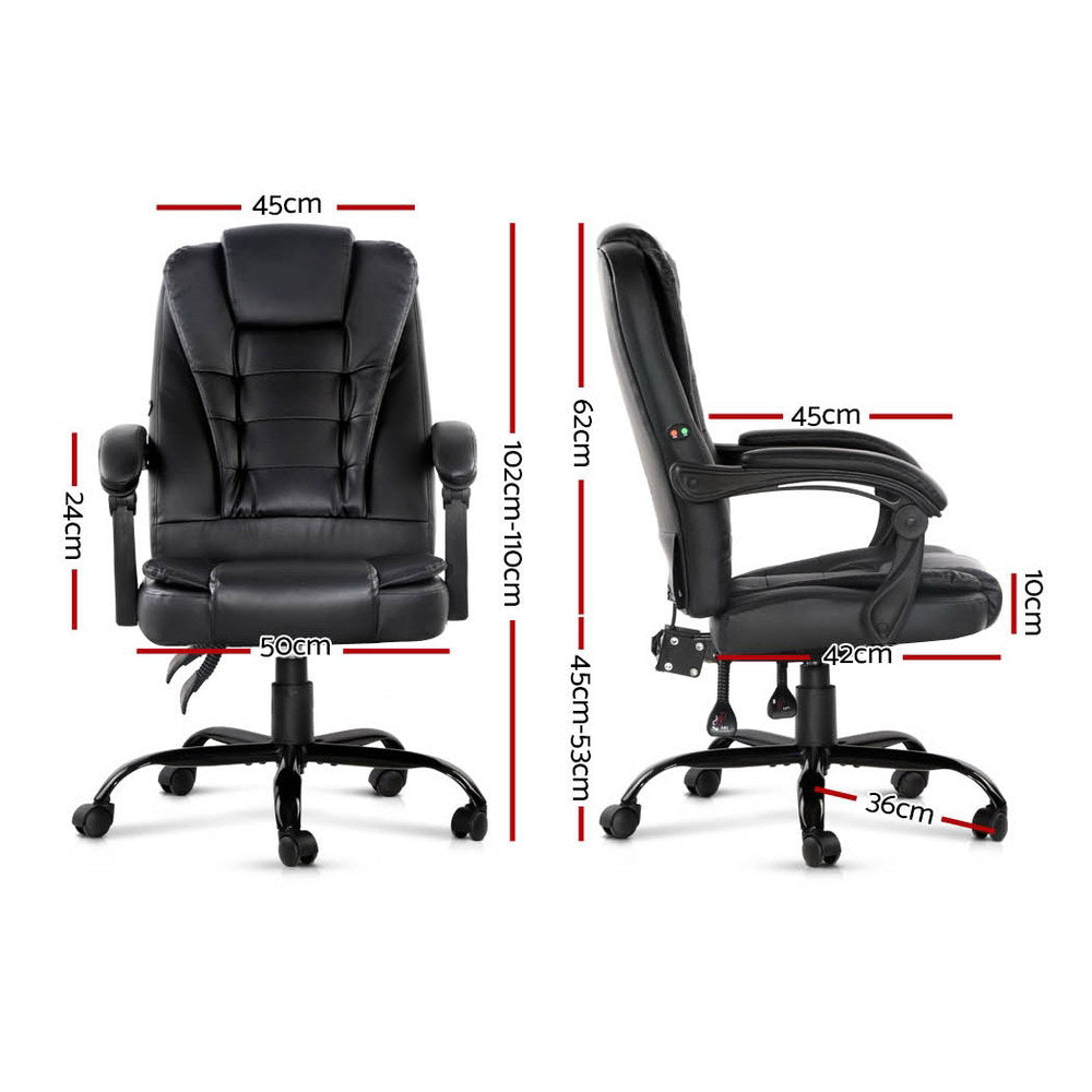 Artiss Executive Massage Office Chair Black PU Leather