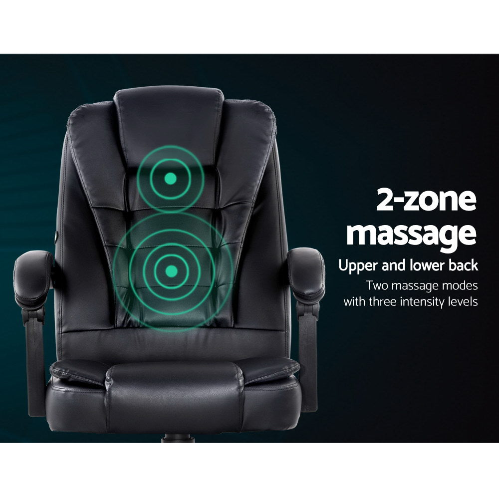 Artiss Executive Massage Office Chair Black PU Leather