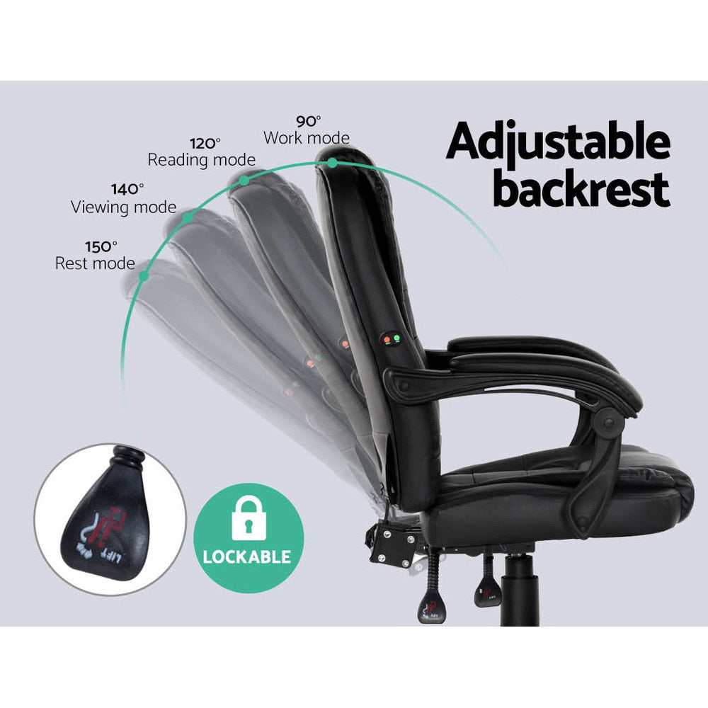 Artiss Executive Massage Office Chair Black PU Leather