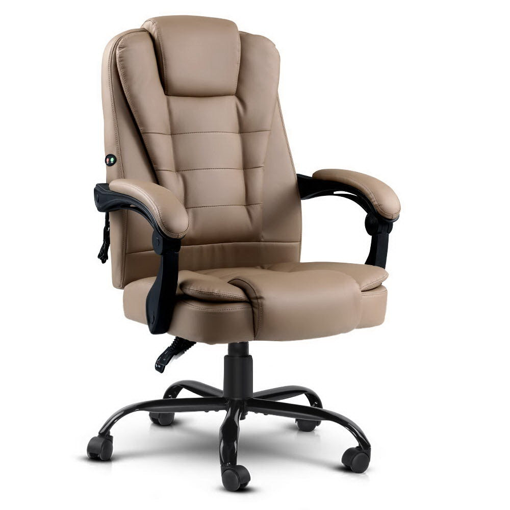 Espresso Executive Massage Office Chair PU Leather Gaming