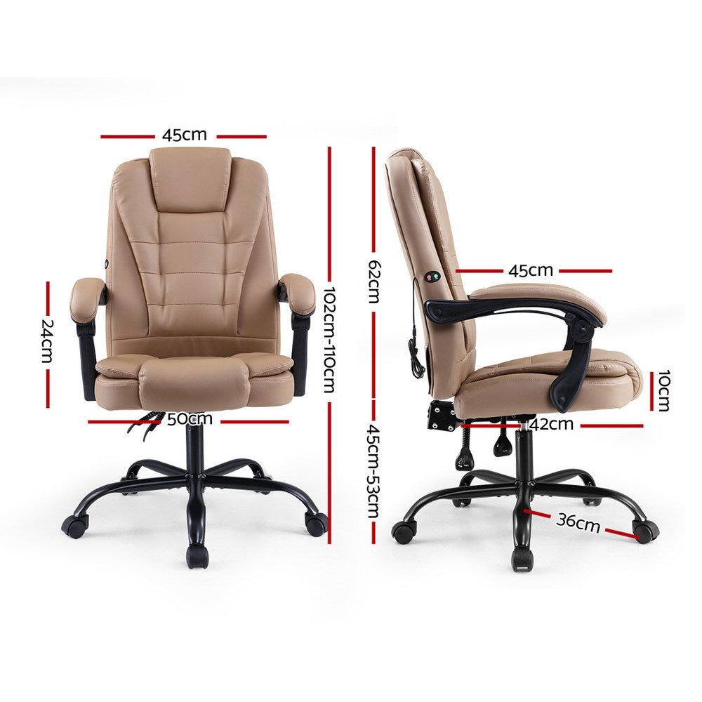 Espresso Executive Massage Office Chair PU Leather Gaming