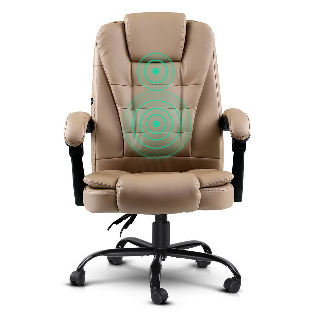 Espresso Executive Massage Office Chair PU Leather Gaming