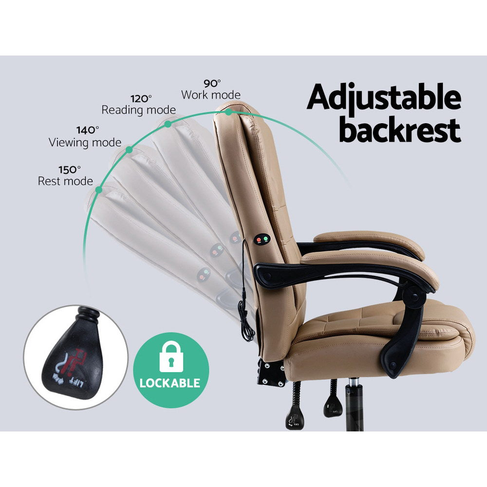 Espresso Executive Massage Office Chair PU Leather Gaming