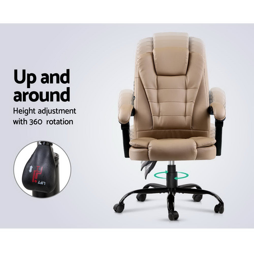 Espresso Executive Massage Office Chair PU Leather Gaming