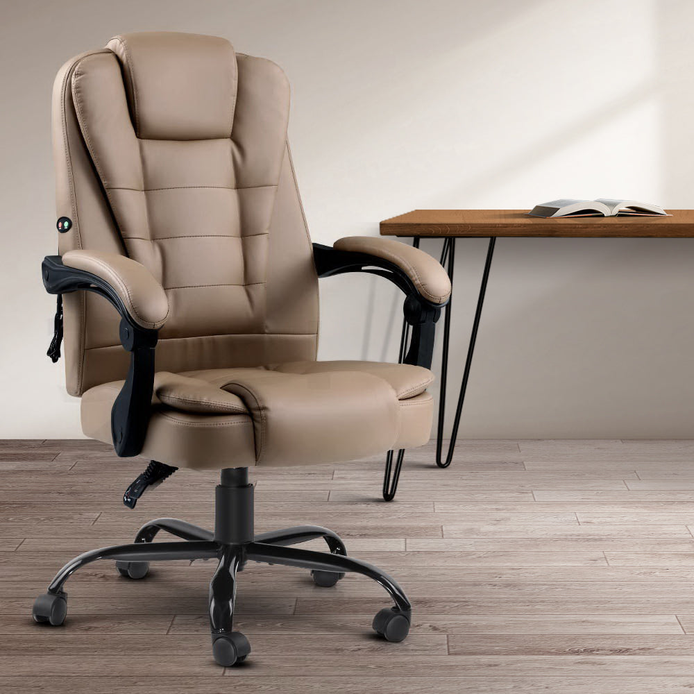 Espresso Executive Massage Office Chair PU Leather Gaming