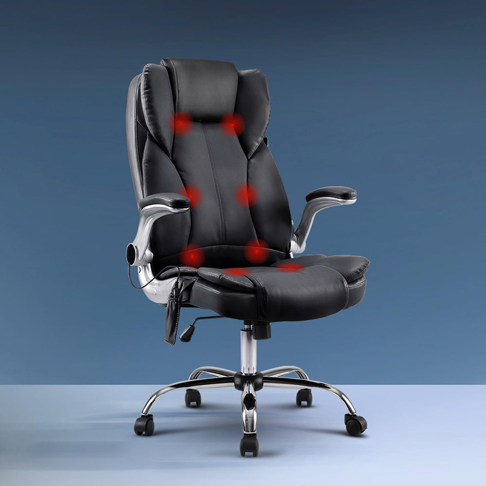 Kuro 8-Point Massage Office Chair PU Leather Black