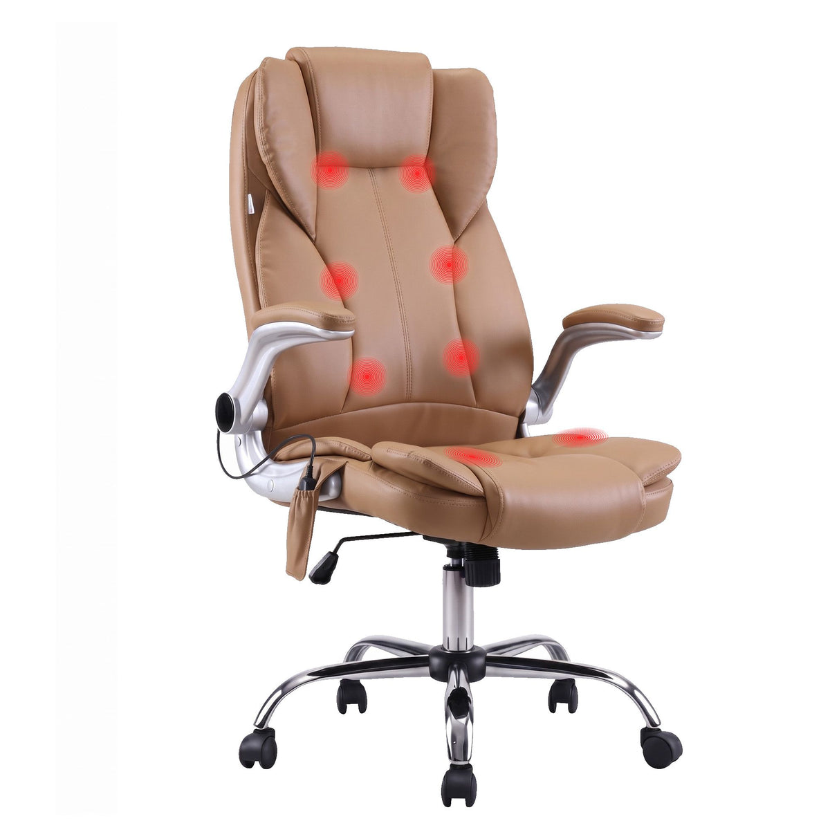 Kuro 8-Point Massage Office Chair PU Leather Brown
