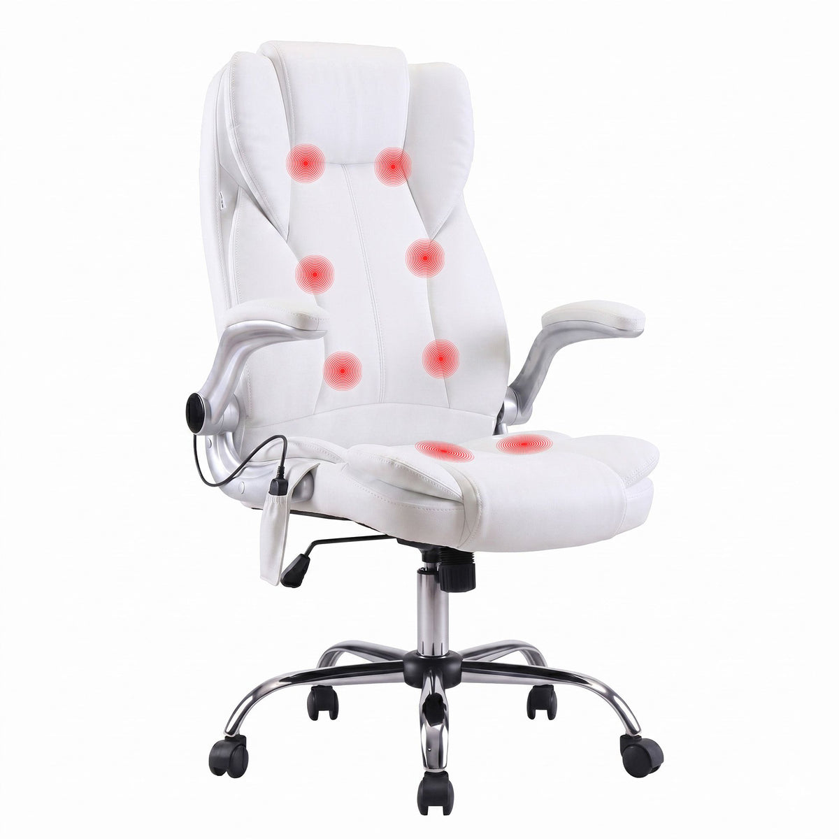 Kuro 8 Point Massage Office Chair PU Leather White