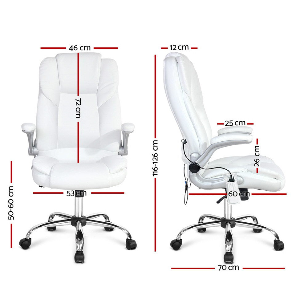 Kuro 8-Point Massage Office Chair PU Leather White