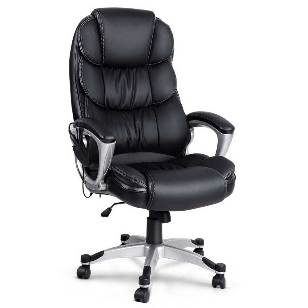 Artiss 8-Point Massage Office Chair Heated PU Black