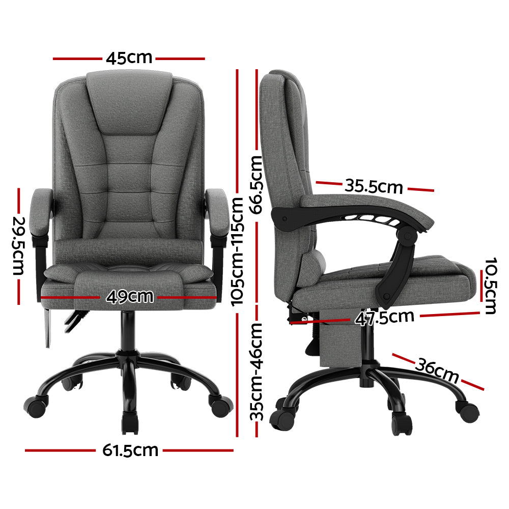 Artiss Massage Office Chair Fabric Black Adjustable