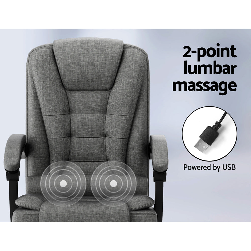 Artiss Massage Office Chair Fabric Black Adjustable