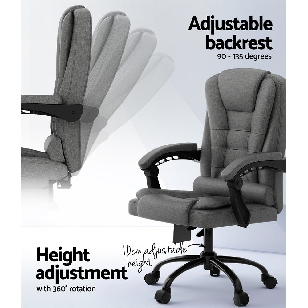 Artiss Massage Office Chair Fabric Black Adjustable