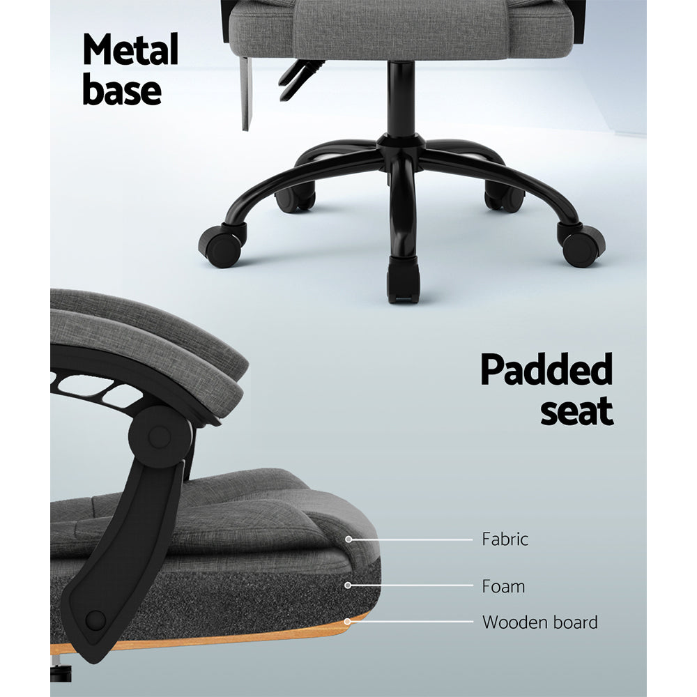 Artiss Massage Office Chair Fabric Black Adjustable