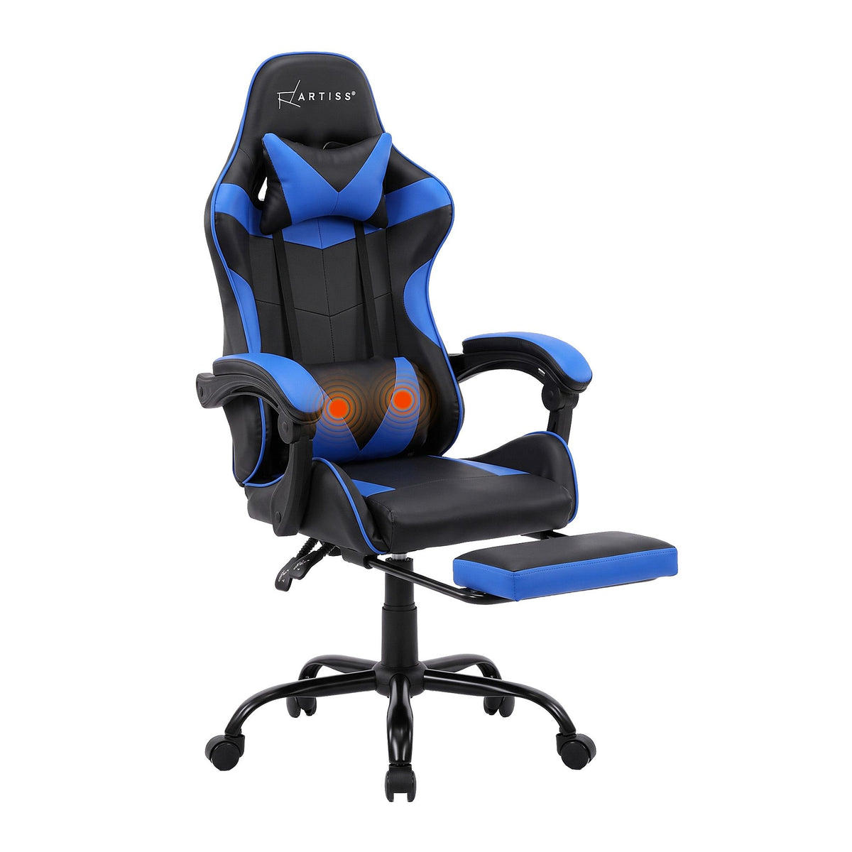 Artiss Massage Gaming Office Chair with Footrest Blue