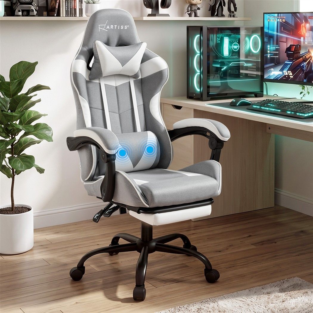 Artiss Ergonomic Gaming Office Chair Fabric Light Grey