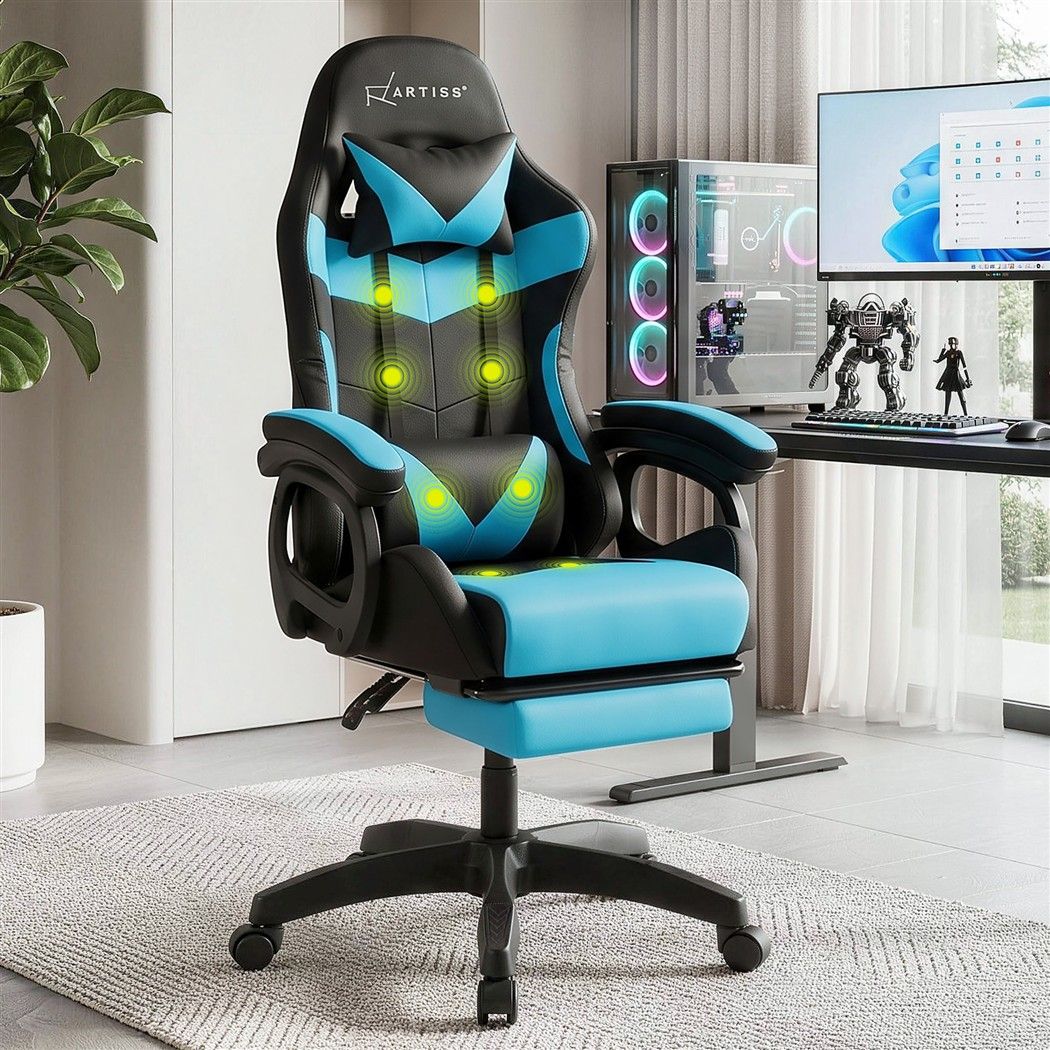 Artiss Gaming Office Chair 8 Point Ergonomic Blue
