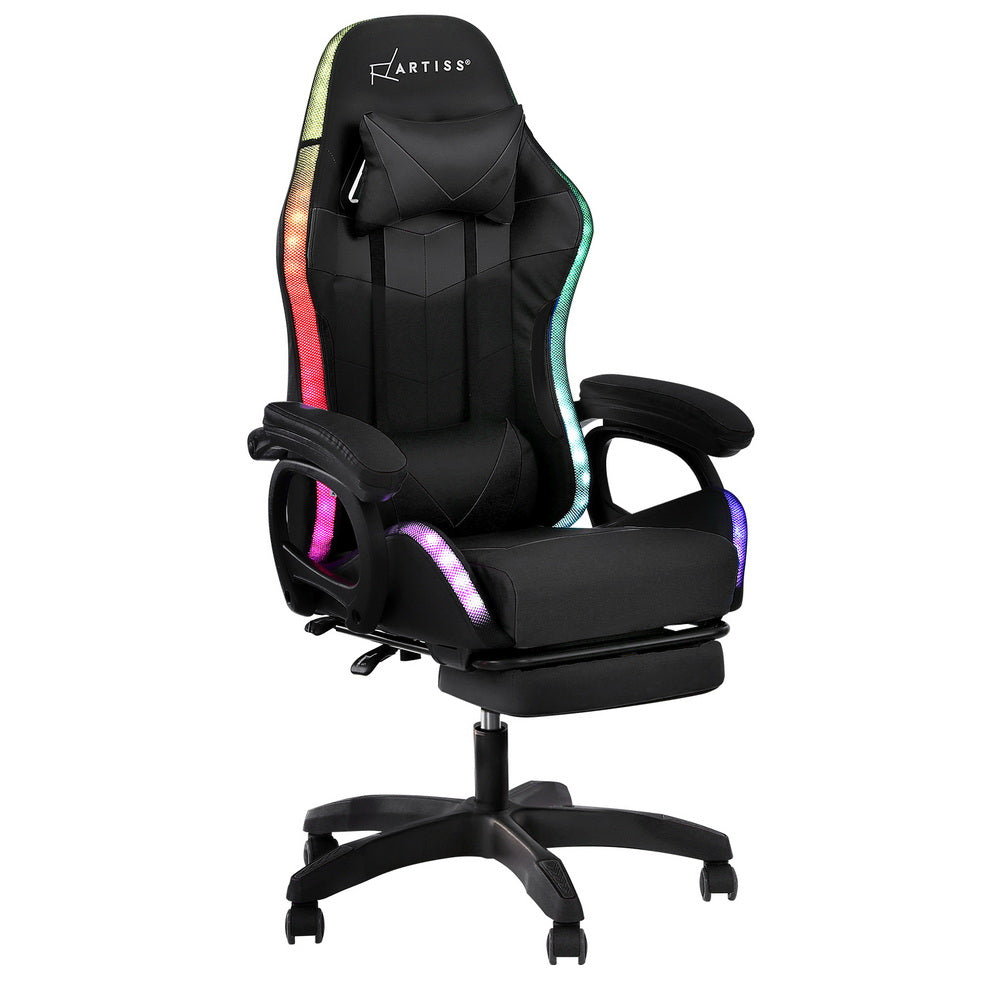 Artiss Gaming Office Chair with Massage and RGB LED Black