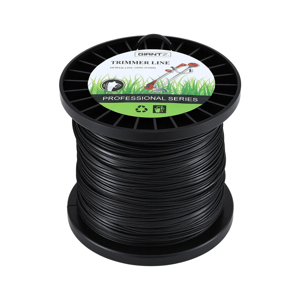 Giantz 100M Trimmer Line 2.4mm Star Nylon Cord Black