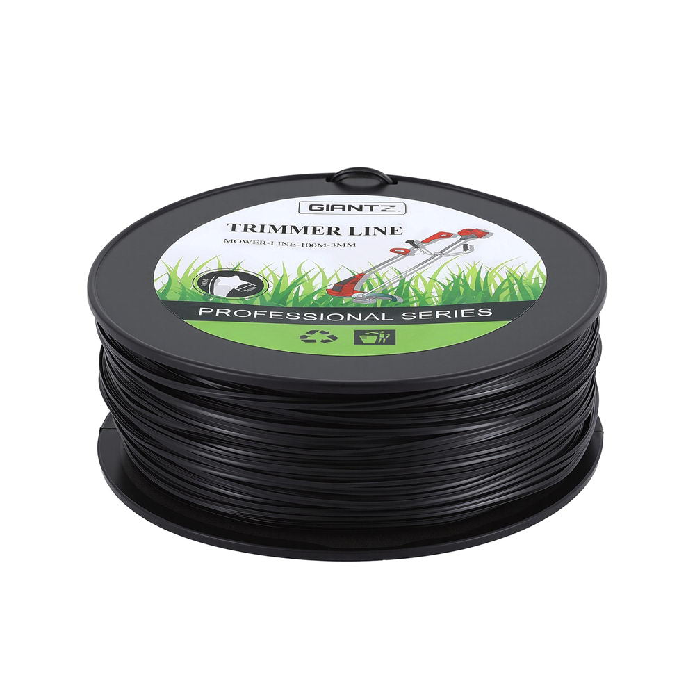 Giantz 100M Trimmer Line 3.0mm Star Nylon Cord Black