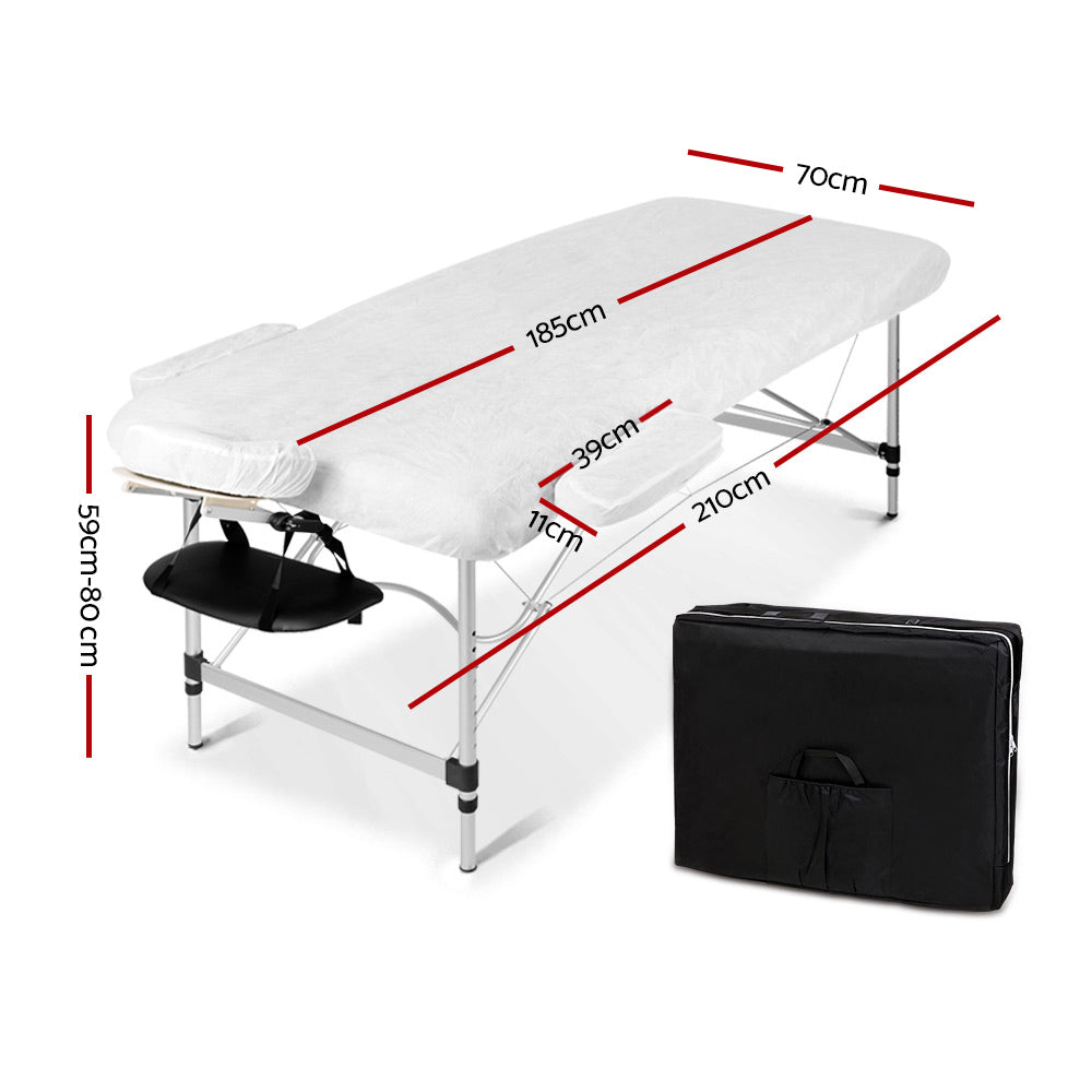 Zenses 70cm Portable Massage Table 2 Fold Aluminium Black