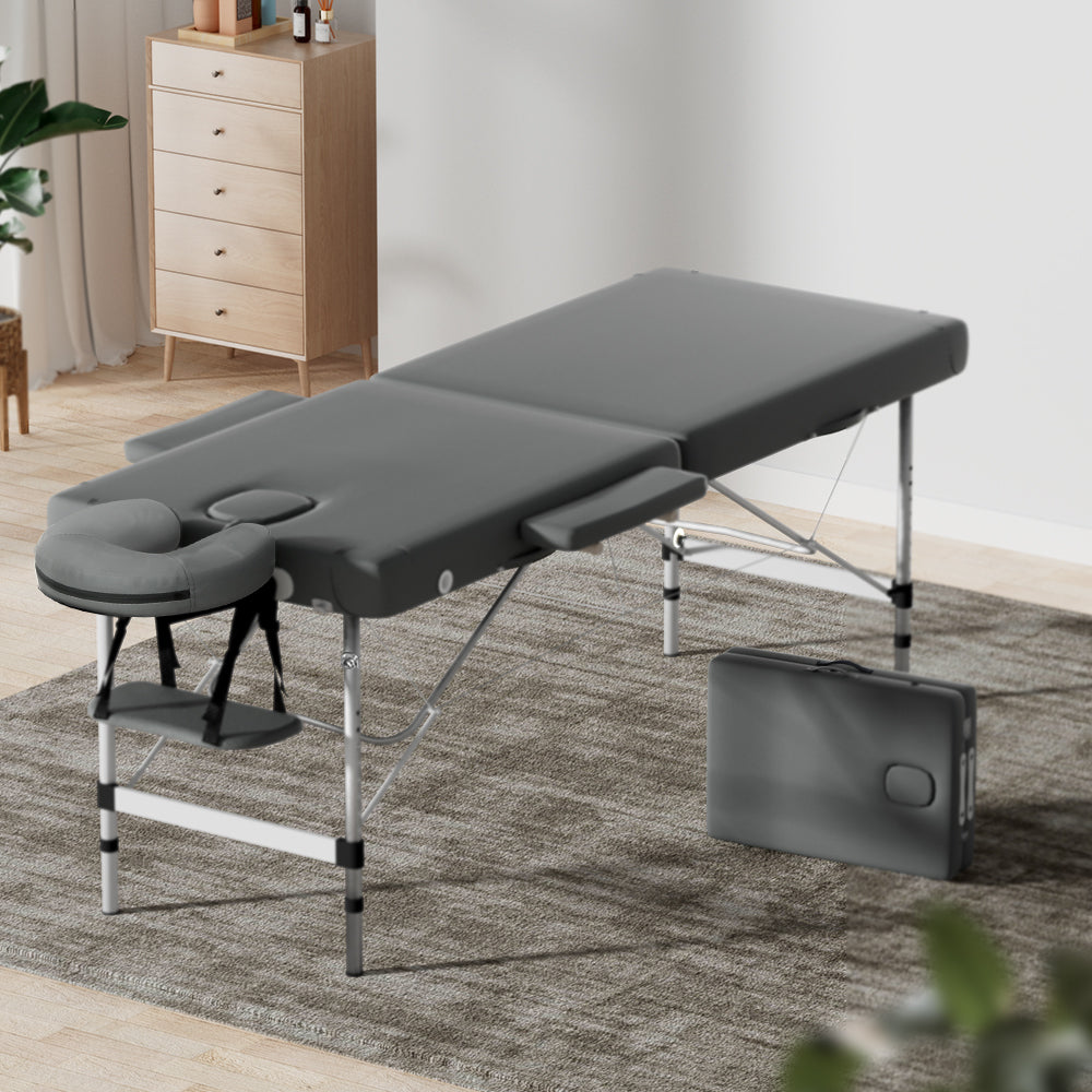 Zenses 55cm Portable Aluminium Massage Table 2 Fold Grey