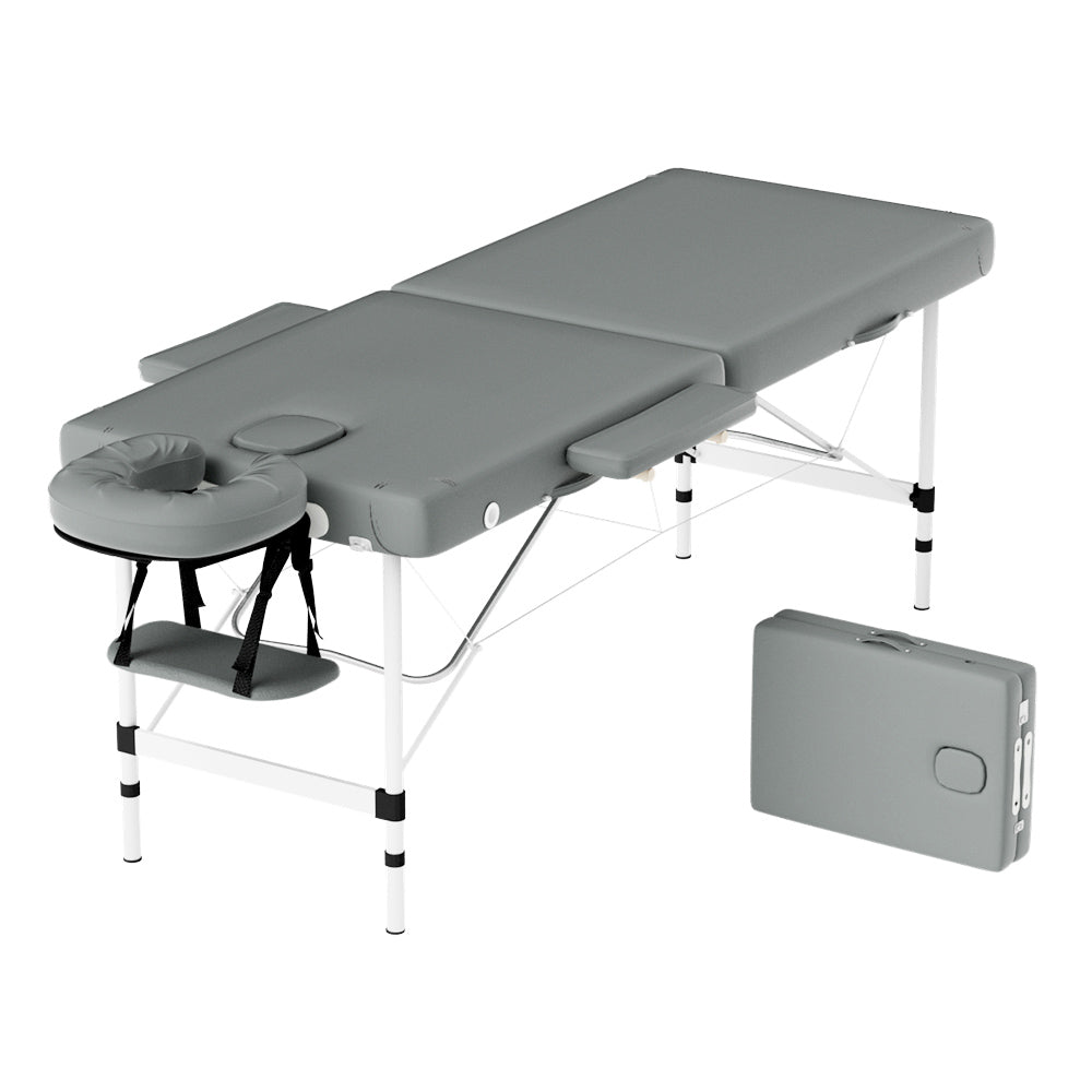 Zenses 55cm Portable Aluminium Massage Table 2 Fold Grey