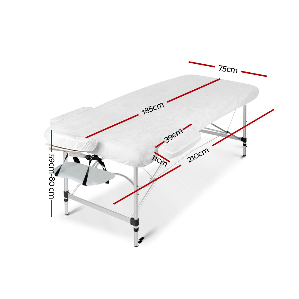 Zenses 75cm Portable Aluminium Massage Table 2 Fold White