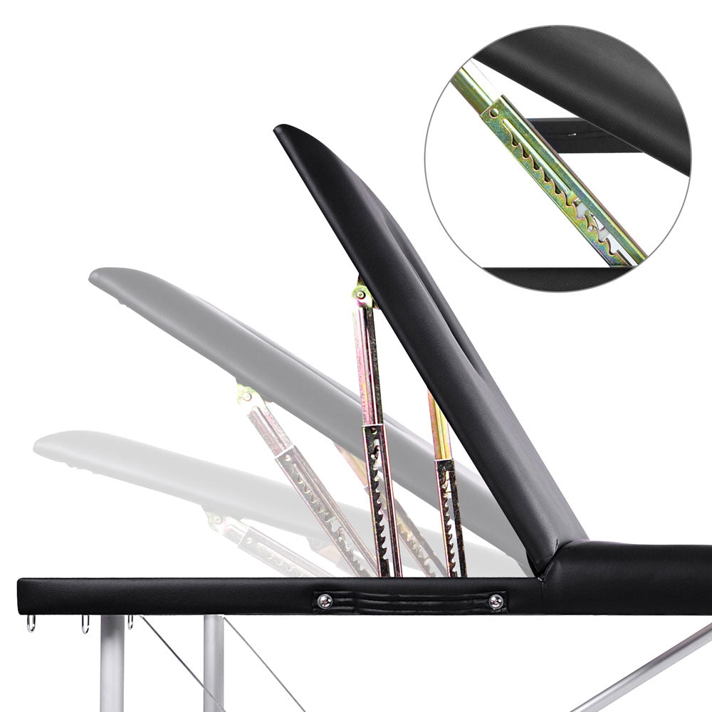 Zenses 60cm Portable Massage Table 3 Fold Aluminium Black