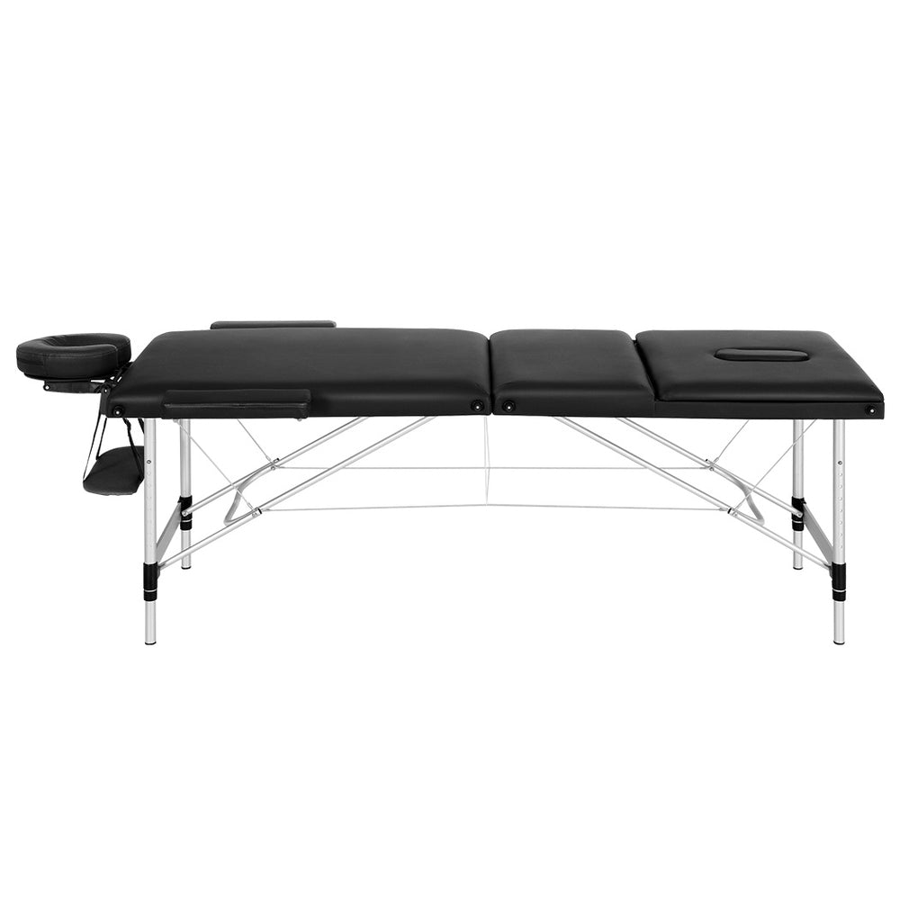 Zenses 65cm Portable 3-Fold Aluminium Massage Table Black