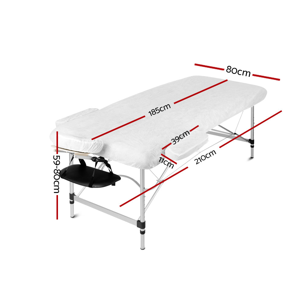 Zenses 80cm Portable Aluminium Massage Table 3 Fold Black
