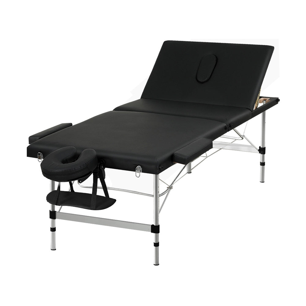 Zenses 85cm Portable 3-Fold Aluminium Massage Table Black