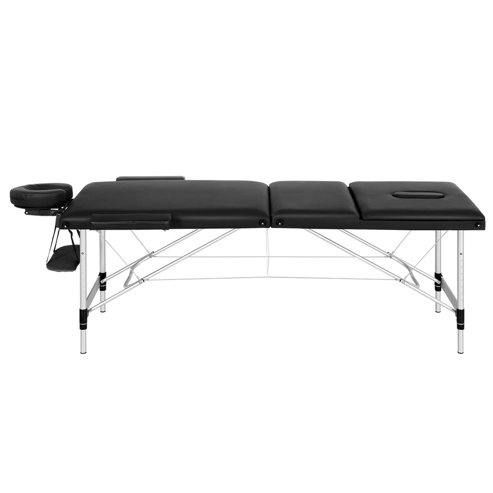 Zenses 85cm Portable 3-Fold Aluminium Massage Table Black