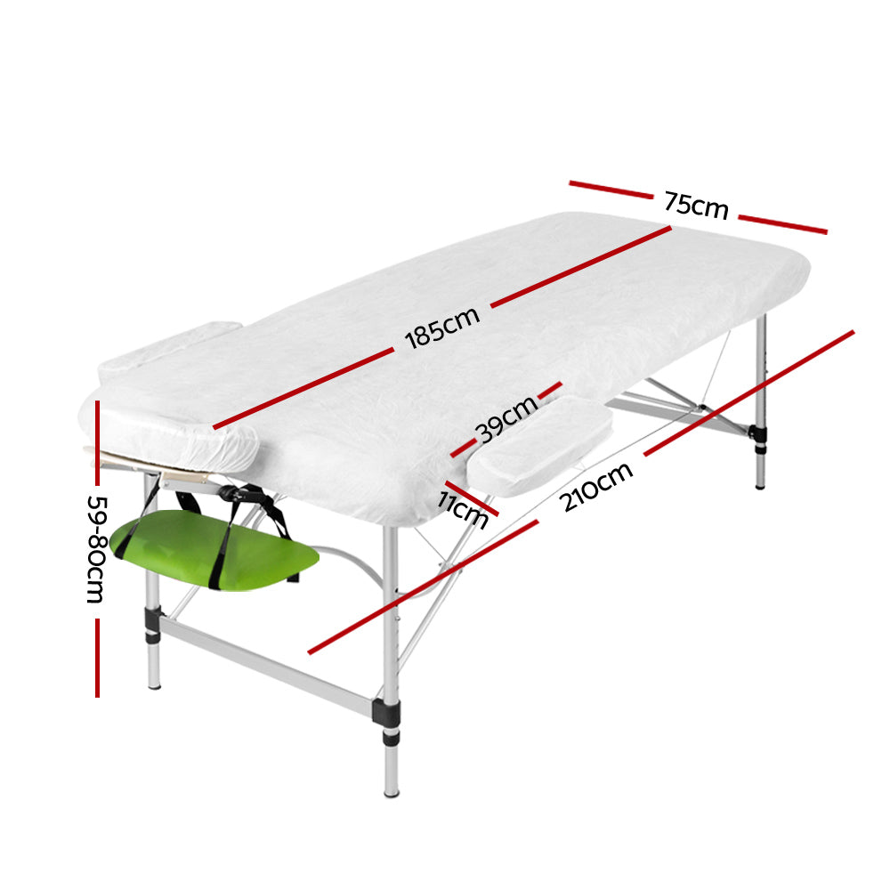 Zenses 75cm Portable 3-Fold Aluminium Massage Table Green