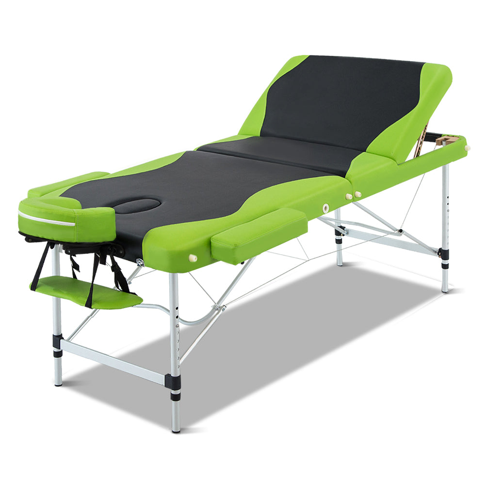 Zenses 75cm Portable 3-Fold Aluminium Massage Table Green