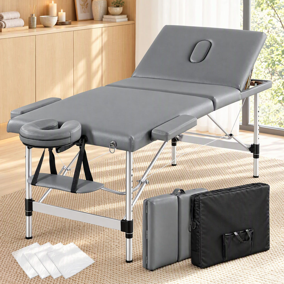 Zenses 3-Fold Portable Massage Table 75cm Grey
