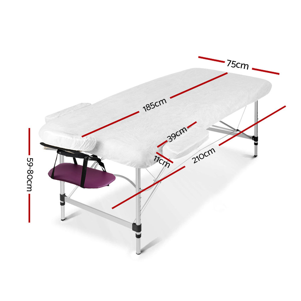 Zenses 75cm Portable 3-Fold Aluminium Massage Table Violet