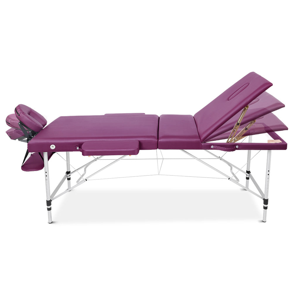 Zenses 75cm Portable 3-Fold Aluminium Massage Table Violet