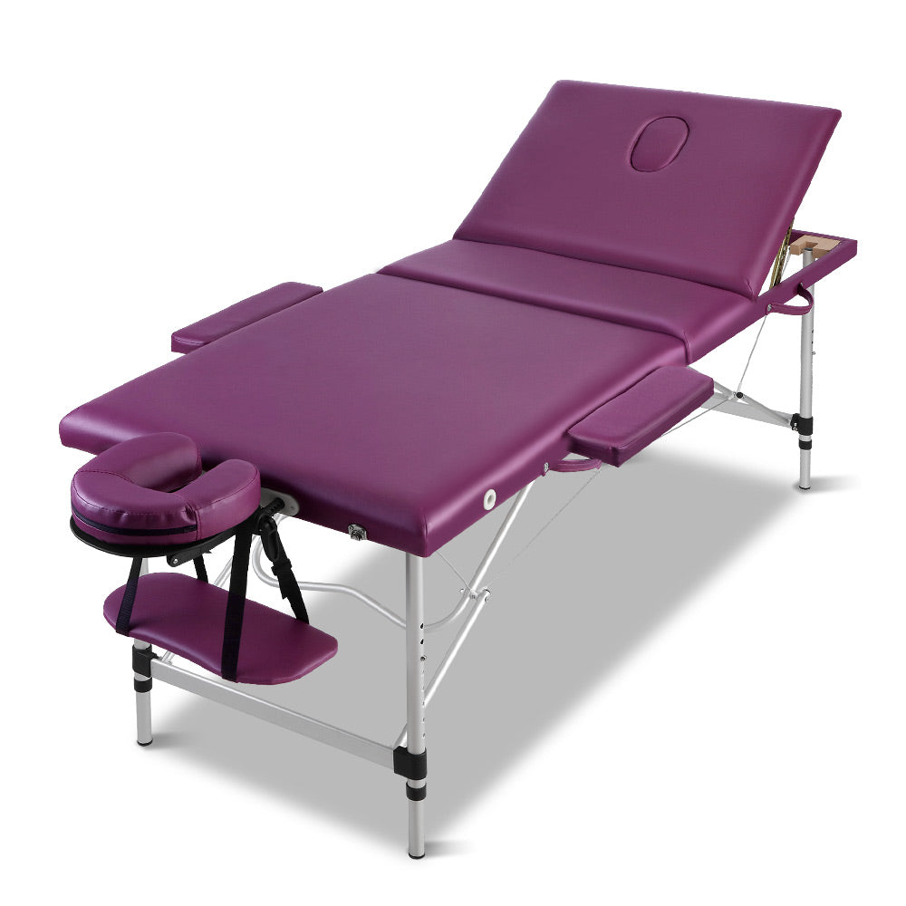 Zenses 75cm Portable 3-Fold Aluminium Massage Table Violet