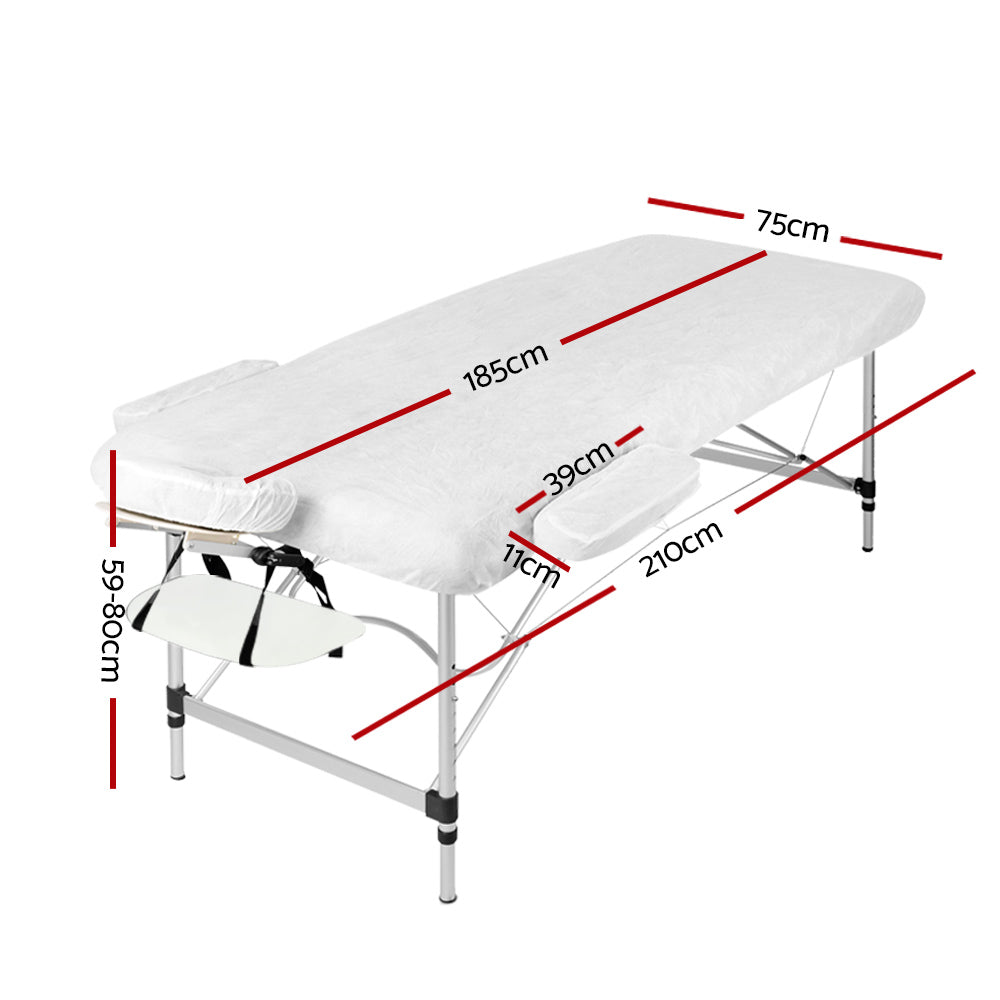 Zenses 75cm Portable Massage Table 3 Fold Aluminium White