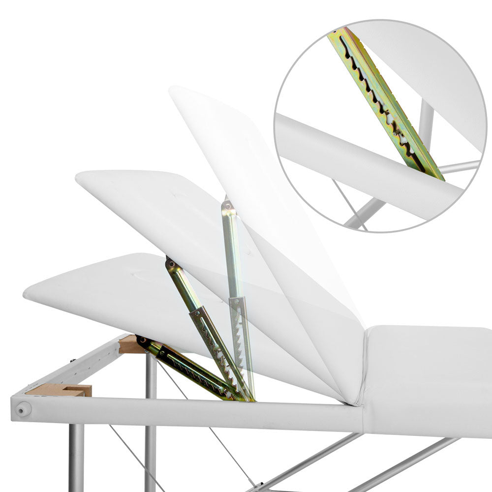 Zenses 75cm Portable Massage Table 3 Fold Aluminium White