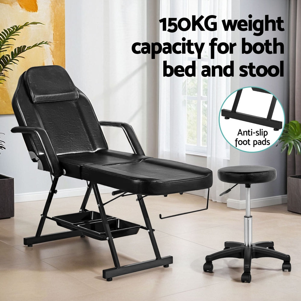 Zenses 3-Fold Adjustable Massage Table Salon Bed Black