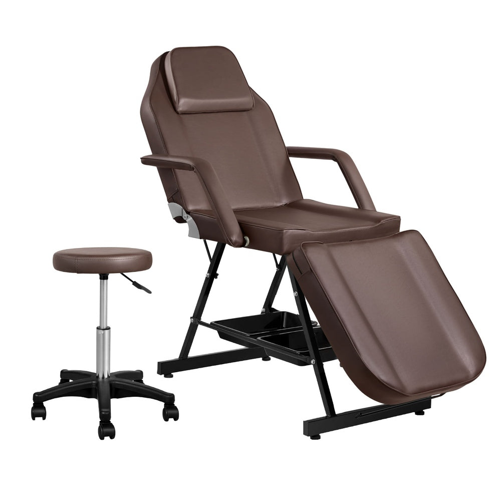 Zenses 3-Fold Adjustable Massage Table Salon Bed Brown