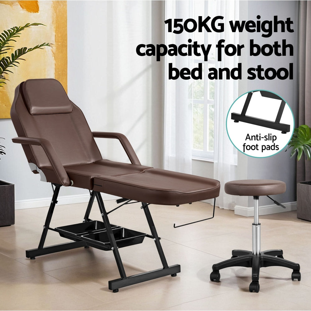 Zenses 3-Fold Adjustable Massage Table Salon Bed Brown