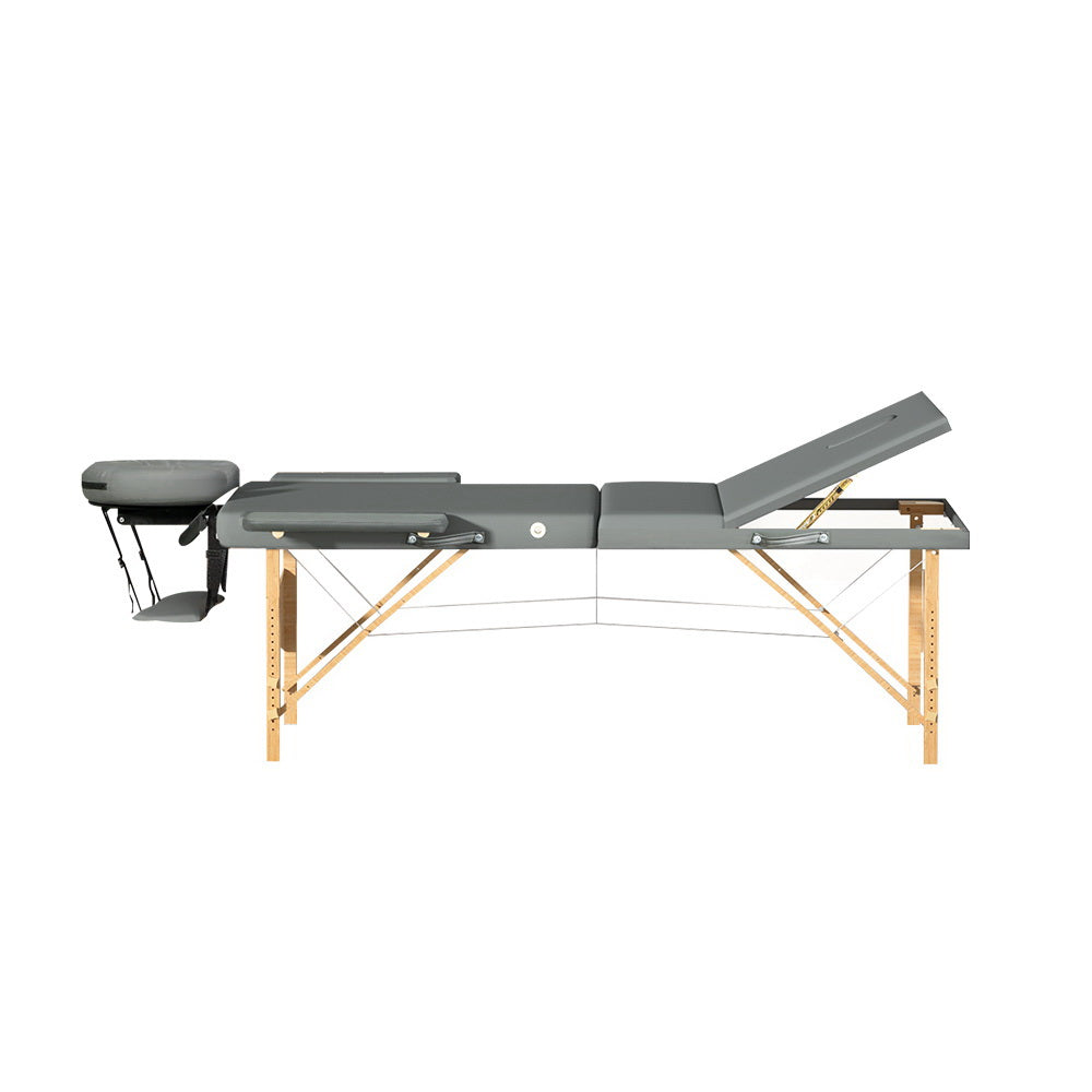 Zenses 75cm Portable Massage Table 3 Fold Wooden Grey