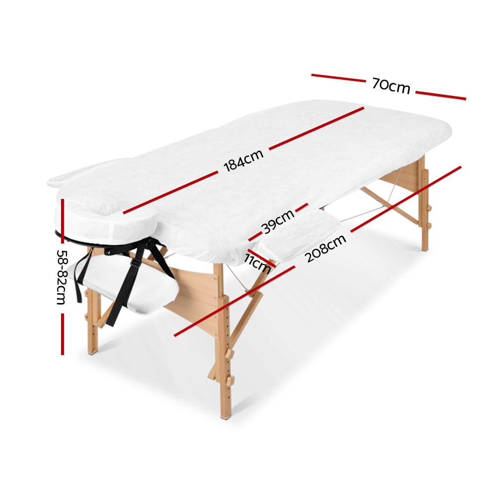 Zenses 70cm Portable 3 Fold Wooden Massage Table White