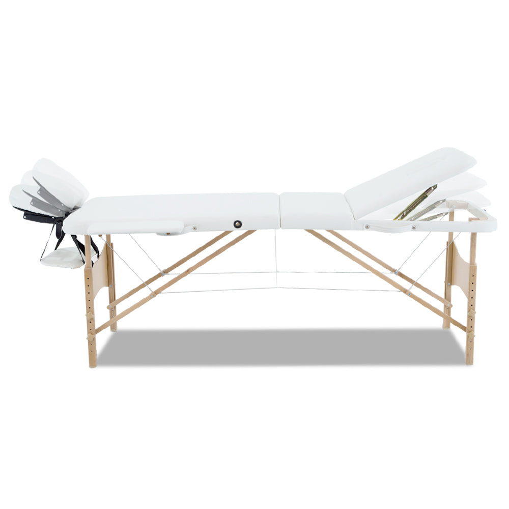 Zenses 70cm Portable 3 Fold Wooden Massage Table White